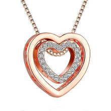 Women's Necklace Heart Pendant Silver Rose Gold Zirconia I Love You Jewelry Gift Box Valentine's Day