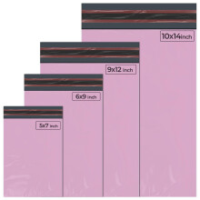 Mailing Bags, 60 Mixed Size Baby Pink Poly Mailer Bags, Tear-Resistant Parcel Bags, Shipping Envelopes for Clothing, Documents, Strong Self-Seal Adhe