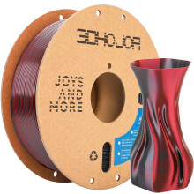 3DHoJor Silk PLA Filament 1.75mm Black Red Dual Color PLA 3D Printer Filament 3 in 1 Coextrusion 1KG Spool(2.2lbs) 3D Printing Filament Dimensional A