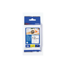 12mm Black on White Standard Adhesive Laminated TZe Tape Cassette (4 metres)