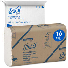 Scott Multifold Hand Towels, Z-Fold White Paper Towels for Bathroom, Soft, Strong, Eco-Friendly, Highly Absorbent, 16 Packs x 250 Z-Fold Paper Sheets
