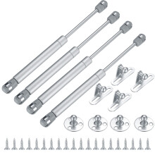 4 Pcs Gas Lift Strut Kit, Spring Stay Support, 100N/10KG Kitchen Cupboard Wardrobe Cabinet Door Soft Close Damper Hinge Flap Fittings