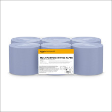 AmazonCommercial Multipurpose Paper Towel, 2-ply Centrefeed, Blue Roll Recycled, 6 Rolls (1 Pack), 450 Sheets per Roll, Sheet Size: 16 x 20 cm