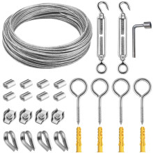 Xyxu Garden Wire for Climbing Plants, 15m 2mm PVC Coated Stainless Steel Heavy Duty Metal Cable Catenary Fence Wire Rope Trellis Kit with M5 Turnbuck