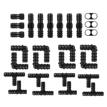 100Pcs Drip Irrigation Connectors Fittings Kit for 1/2 Inch Tubing, Including 30 Tees, 30 Couplings, 20 Elbows, 10 End Closures, 10 End Cap Plugs - B