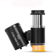 60X Pocket Microscope Jewelers Eye Loupe with LED UV Light Portable Magnifying Glass for Jewelry Diamond Gem-A