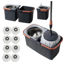 *NEW* SWISSPACK Revolving Spin Mop and Bucket With .4. Extra Pads Perfect For Easy Cleaning. Clean and Dirty Water Separtered For Perfect Finish (ORA