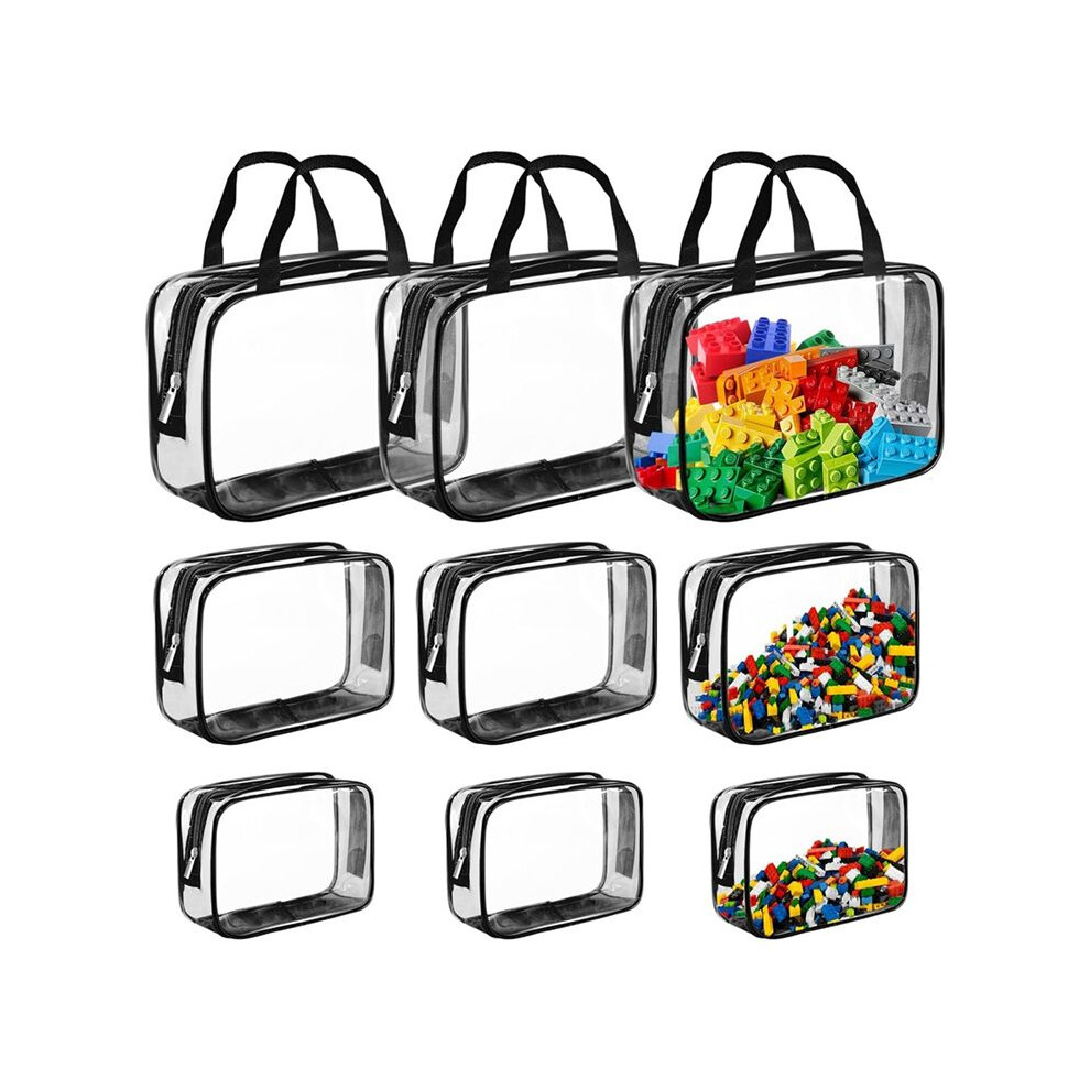 Tlily 9 Packs Clear Pvc Toy Storage Bags Toiletry Bags Waterproof Kids Zippered Toy Organizing Bags For Building Blocks