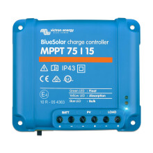 Victron Energy BlueSolar MPPT Solar Charge Controller - MPPT Charge Controller for Solar Panels - 75V 15 amp 12/24-Volt