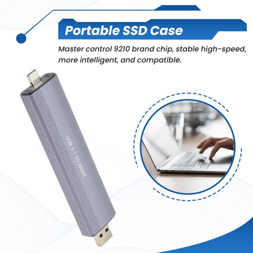 M.2 SSD Case M.2 to USB 3.1 Gen 2 10Gbps NVME SSD Case Dual Interface Inline SSD Case Supports NVME Protocol