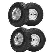 CROWNSHOP 4Pcs 10" Wheelbarrow Wheel Trolley Wheels Replaceable Puncture Wheels 4.10/3.50-4 Pneumatic Tyre Wheel Metal Industrial Wheelbarrow Trolley