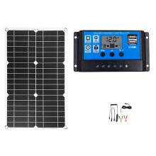 Batteria per Auto da 20 W Kit System di Pannelli Solari Caricatore Solare Controller Pannello Solare Flessibile Portatile Uscita 2USB