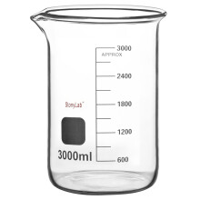 stonylab Glass Beaker, 1 Pack Borosilicate Glass Graduated Low Form Griffin Beaker with Pouring Spout Lab Beaker, 3000 ml