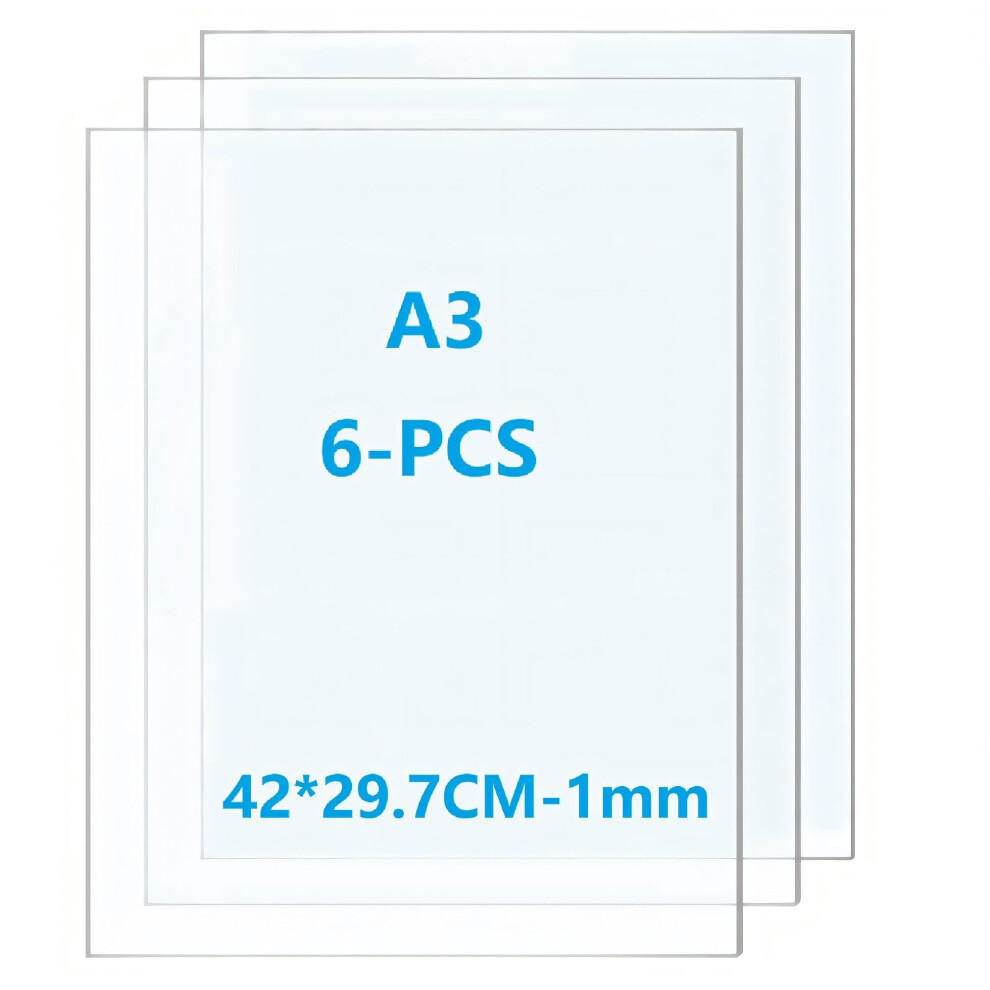 Photos - Accessory Taiyeestar 6 Pack 42 x 29.7cm Plastic Sheet, A3 Clear Acrylic Perspex Sheets for Househld Decoration, Display, Picture Frame