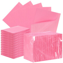 Healifty 125pcs Dental Bibs, Pink Disposable Aprons for Adults, 18 x 13.2 inches Disposable Dentist Bibs, 3 Ply Waterproof, Tattoo Bibs for Nail Tabl