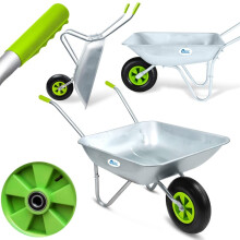 Bertie Barrow 65L 80kg Capacity Heavy Duty Galvanised Steel Wheelbarrow – Garden & DIY Outdoor Trolley Cart with Pneumatic Tyre and Rubber Handles W