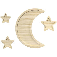 4 Pcs Boho Nursery Decor, Baby Nursery Wall Decor Wooden Moon and Stars