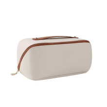 Leather Travel Makeup Bag with Waterproof Surface and Large Capacity for Cosmetics and Accessories