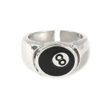 8 Pool Ring,Adjustable Number Black 8 Eight Pool Billiard Ring, for Pool Lovers, Billiards Men'S Ring