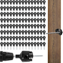 Cididu 120 Pack Electric Fence Insulator, Fence Ring Post Insulator, Screw-in Insulator with Insulator Socket Tool, Wood Post Insulator Grid System Ac
