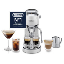 De'Longhi Dedica Duo EC890.WI, Traditional Barista Pump Machine, Cold Brew, Manual Coffee Machine with My LatteArt Steam Wand, 15 cm Wide, 2 Shot, To