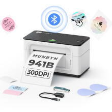MUNBYN Bluetooth Thermal Label Printer 300DPI 4x6 for Shipping Packages Postage Address Home Small Business, Compatible with Etsy, Shopify, Ebay, Ama