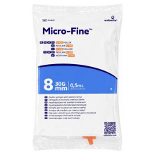 Embecta Micro-Fine 0.5ml U-100 with 30G 8mm Syringe | Multipurpose Use Syringe | Model No: 324825 | Latex-Free, CE Certified, Pack of 10