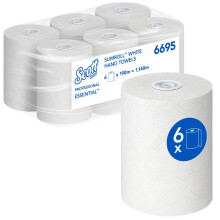 Scott Essential Slimroll White Paper Towel Rolls, Airflex Technology, Food Contact & European Ecolabel Certified, Compatible with Aquarius Dispensers