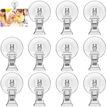 HavaCue 12 Pcs Suction Cup Clips, 42mm Suction Cup Clip, Windows Glass Wall Suction Cup Hook Clip Holder, Clear Stand Clamps for Aquarium Parking Tic