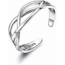 925 Sterling Silver Ring for Women, Adjustable Solid Vintage Silver Thumb Ring, Unisex Resizable Celtic Knot Open Finger Ring, Silver Knuckle Toe Ring
