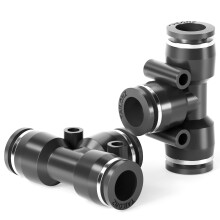 Tailonz Pneumatic 5/16 inch OD Tee Plastic Push to Connect Fittings 3 Ways Tube Connect Push Fit Push Lock PE-5/16(Pack of 2)