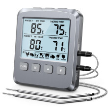 CIRYCASE Digital Meat Thermometer with Dual Food Temperature Probe, Large LCD Backlight & Alarm Grill BBQ Kitchen Cooking Thermometer, Lab-Digital Th
