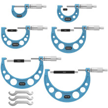 Proster Outside Micrometer - 6 Piece Outside Metric Micrometer(0-25mm, 25-50mm, 50-75mm, 75-100mm, 100-125mm, 125-150mm) with 0.01mm Resolution Digit