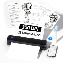 iDPRT Portable Thermal Printer A4 Inkless Wireless Printer for Travel Bluetooth 300 DPI Compatible with Phone&Laptop, Small Mobile Receipt Printer fo