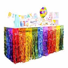 Ycfish Rainbow Party Decorations, Wavy Rainbow Table Skirts, 29 x108