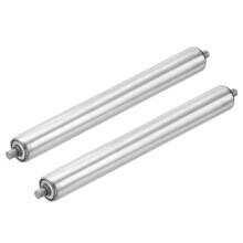 sourcing map Stainless Steel Conveyor Roller 38mm Diameter 400mm Length Gravity Transmission Replacement Part Galvanized End (Silver, Pack of 2)