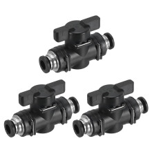 PATIKIL 1/4" Pneumatic Ball Valve, 3 Pack 1/4" OD BUC Push to Connect Tube Fittings Ball Valve Union Straight Air Flow Control Valve for Air Hydrauli