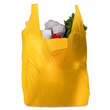 Tezraftaar 1040 x Vest Carrier Bags 11" x 17" x 21" Yellow Heavy Duty Plastic Carry Shopping Supermarket Groceries Bag