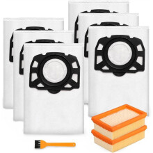 6 Sacos para Aspirador de Pó com 2 Filtros para Aspiradores para WD6 WD5 WD4 WD5P WD6P MV4 MV5 MV6 KFI 487