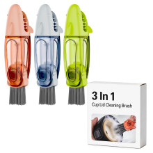 Cleangor 3 in 1 Multifunctional Cup Lid Cleaning Brush, Cup Crevice Cleaning Tools for Tight Spaces, Portable Cleaning Brush for Home use, Keyboard a