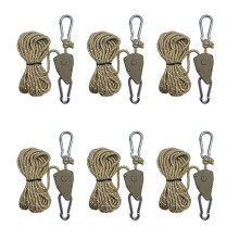 6Pcs 4mm Camping Tent Tie Down Rope Tightener Fastening Wind Rope Buckle Pulley Ratchet Hangers