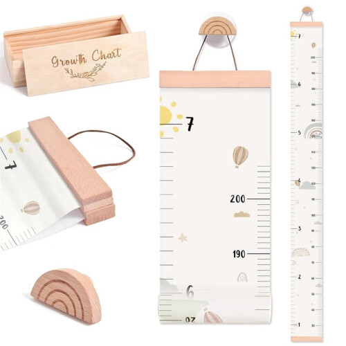 Growth Chart for Wall 7 Ft Height Chart Waterproof Canvas Measure Wall Ruler Removable Neutral Nursery Wall Decor