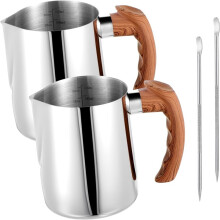 Edelstahl Milchaufschäumerkanne 20oz (600ml) Espresso Dampfkanne mit Hitzebeständigem Griff für Kaffee, Cappuccino