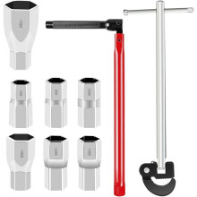 Stand Tap Wrench Set Adjustable Tap Wrench 8-28 mm Tap Wrench with 7 Sleeve Tools (8-17 mm) for Bathroom Toilets Tap
