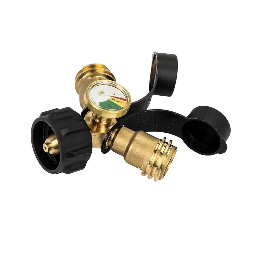 Propane Splitter 2 Way With Gauge, Adapter For Camping Stoves, Heaters, Bbq Grills 6033326235294