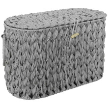 Toilet Paper Storage Basket with Lid,Wicker Toilet Paper Holder Stand,Narrow Decorative Woven Bathroom Basket Organizer