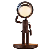 Cordless Table Lamp, Rechargeable Wooden Desk Lamp with Touch Control & Stepless Dimming