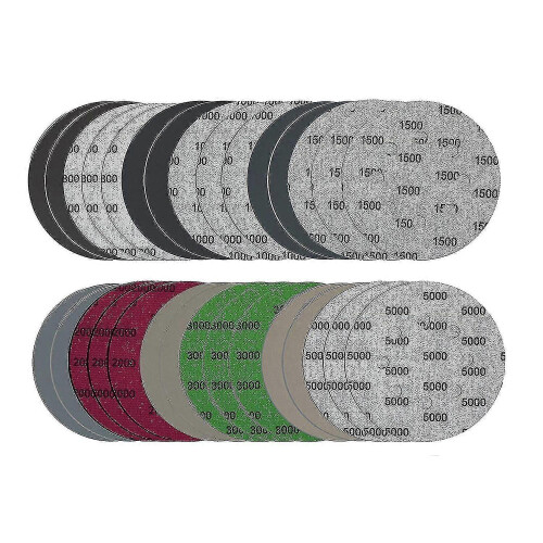 30pcs 5-inch Sanding Disc Sets, Hookloop 5-inch 8-hole Combination (800/1000/1500/2000/3000/5000) Sandpaper