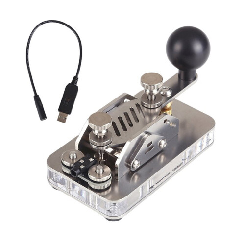 CW Morse Code Key Manual Transmission Training Morse Code Key with Computer Cable for CW Shortwave Telegraph Transmitter