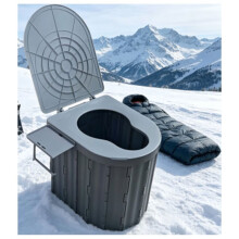 Camping Toilet, Portable Toilet for Adults, Portable Travel Folding Toilet with Lid and Paper Holder